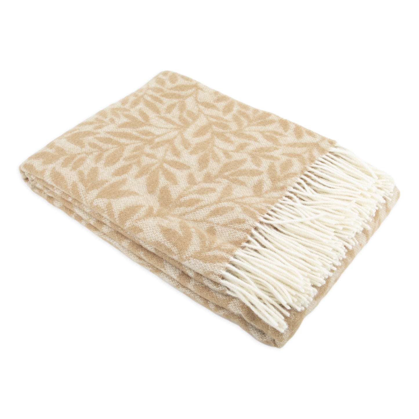 Leaf Pattern Beige Wool Blanket